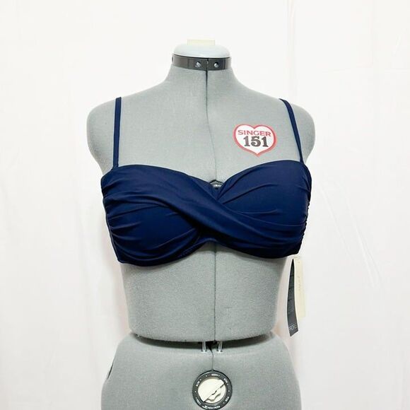 Profile by Gottex NWT Sz 8 Navy Tutti Frutti Bandeau Swim Top - Picture 8 of 10